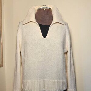 Bailey 44 Cashmere Polo Sweater soft white Sz L NEW w/tags